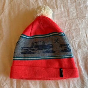 Neon Coral and Blue Beanie
